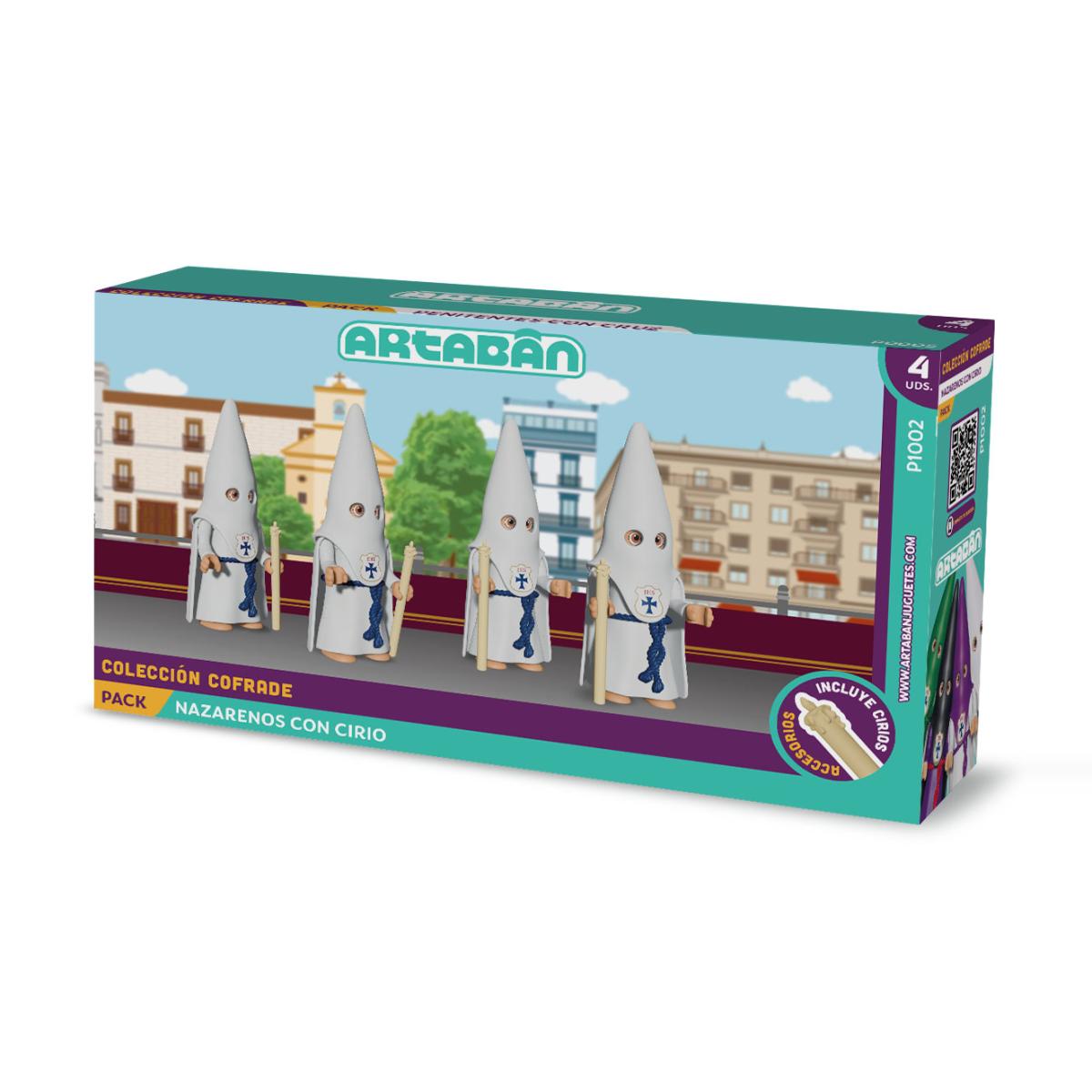ARTABÁN - Pack 4 figuras Nazarenos con Cirio Hermandad de capa blanca Artabán