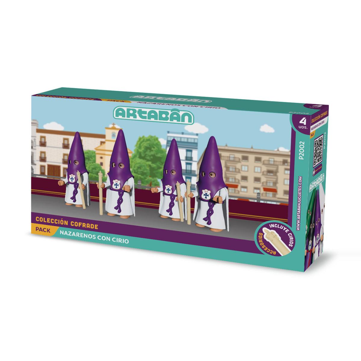 Imagen 0 de Pack 4 figuras Nazarenos con Cirio Hermandad de capa morada Artabán