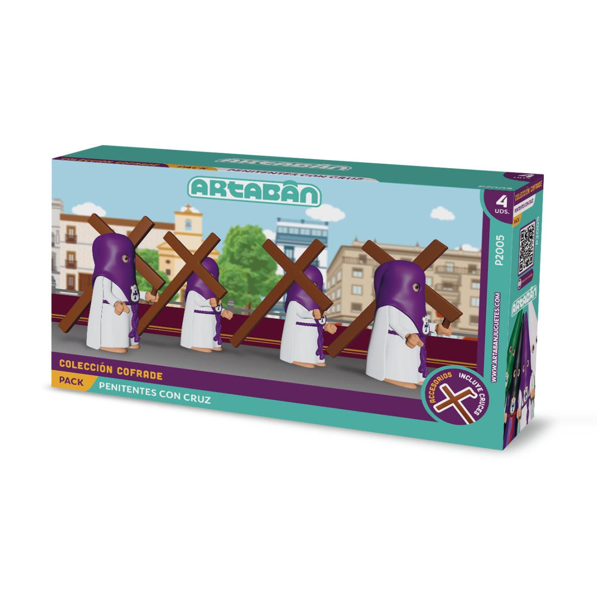 Imagen 0 de Pack 4 figuras Penitentes con Cruz Hermandad de capa morada Artabán