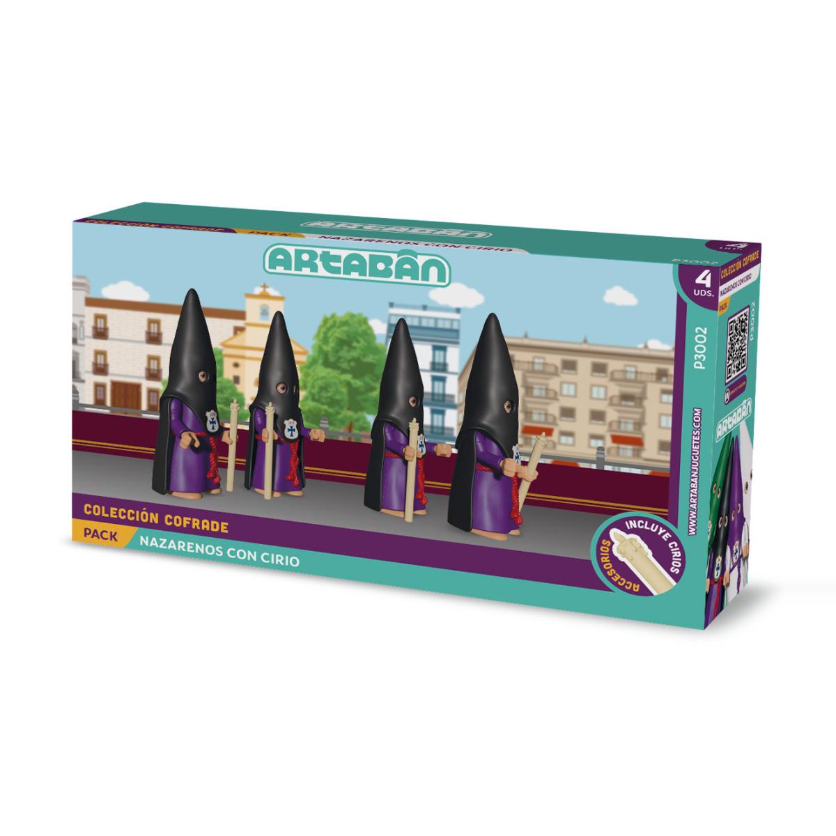 ARTABÁN - Pack 4 figuras Nazarenos con Cirio Hermandad de capa negra Artabán