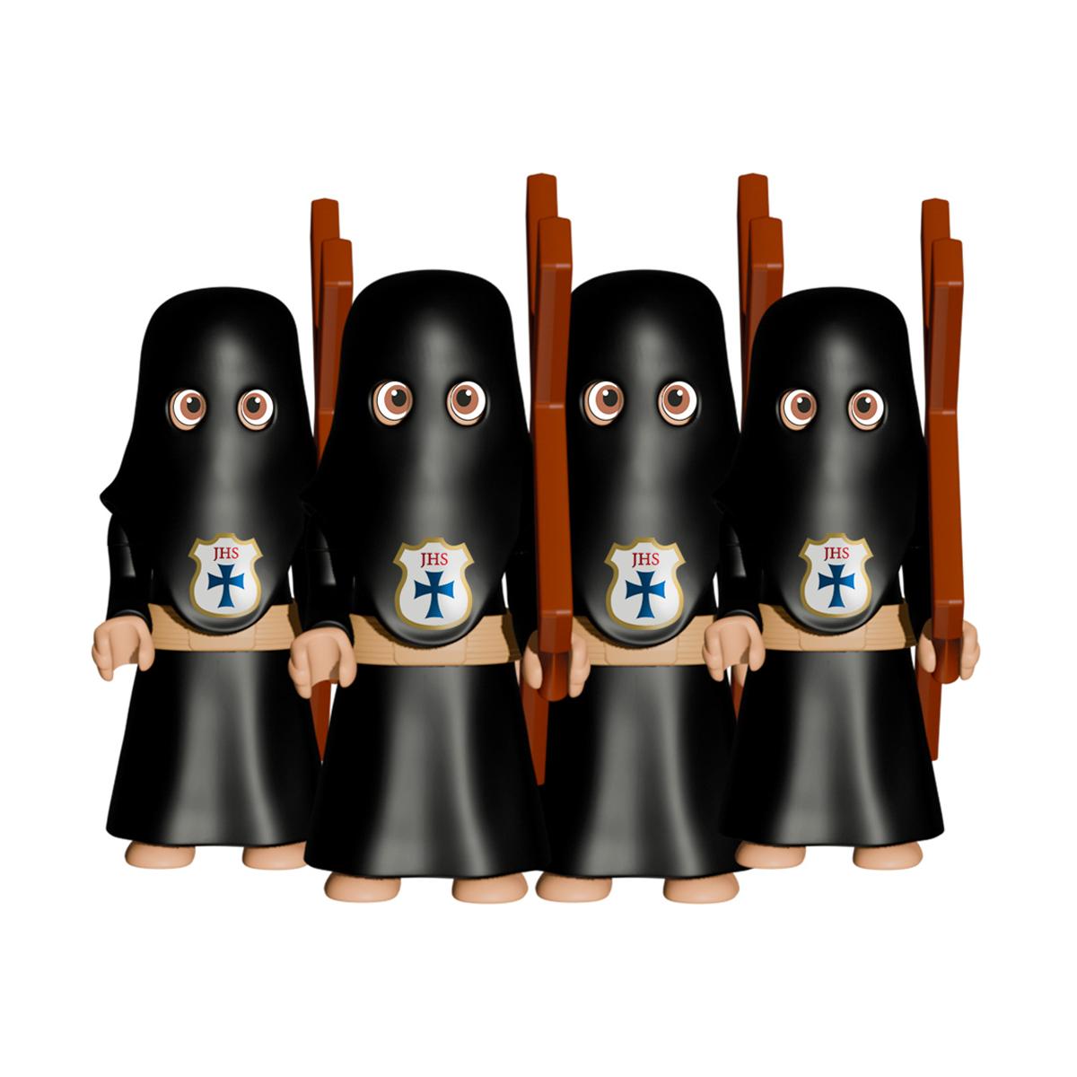 Pack 4 figuras Penitentes con Cruz Hermandad de cola negra Artabán 3