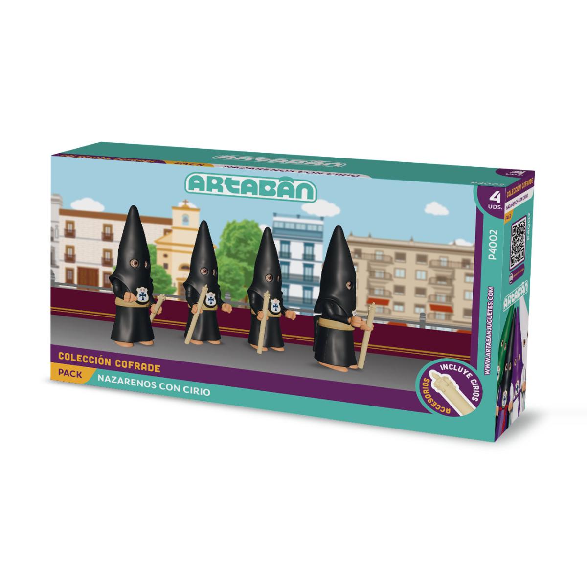 ARTABÁN - Pack 4 figuras Nazarenos con Cirio Hermandad de cola negra Artabán