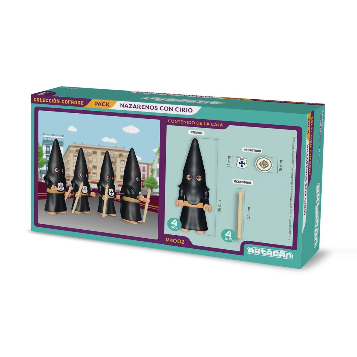 Pack 4 figuras Nazarenos con Cirio Hermandad de cola negra Artabán 2