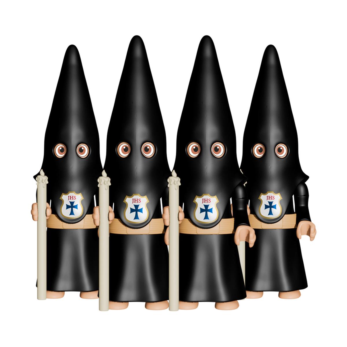 Pack 4 figuras Nazarenos con Cirio Hermandad de cola negra Artabán 3