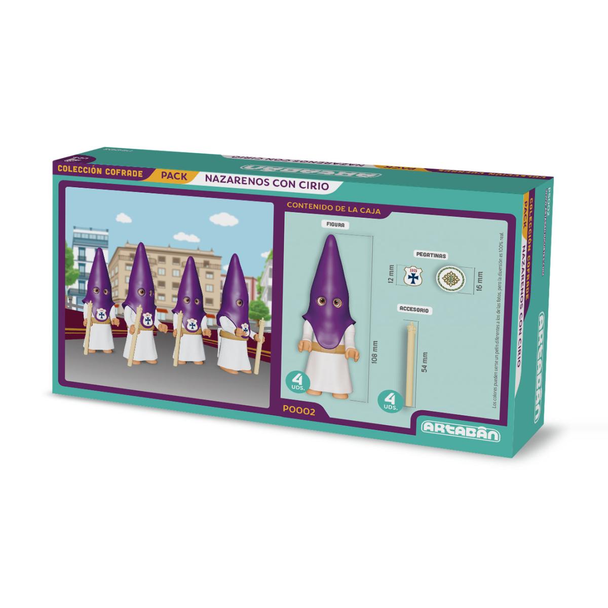 Pack 4 figuras Nazarenos con Cirio Hermandad de cola morada Artabán 2