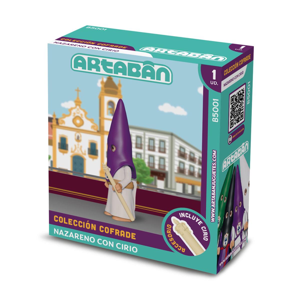 ARTABÁN - Figura Nazareno con Cirio Hermandad de cola morada Artabán