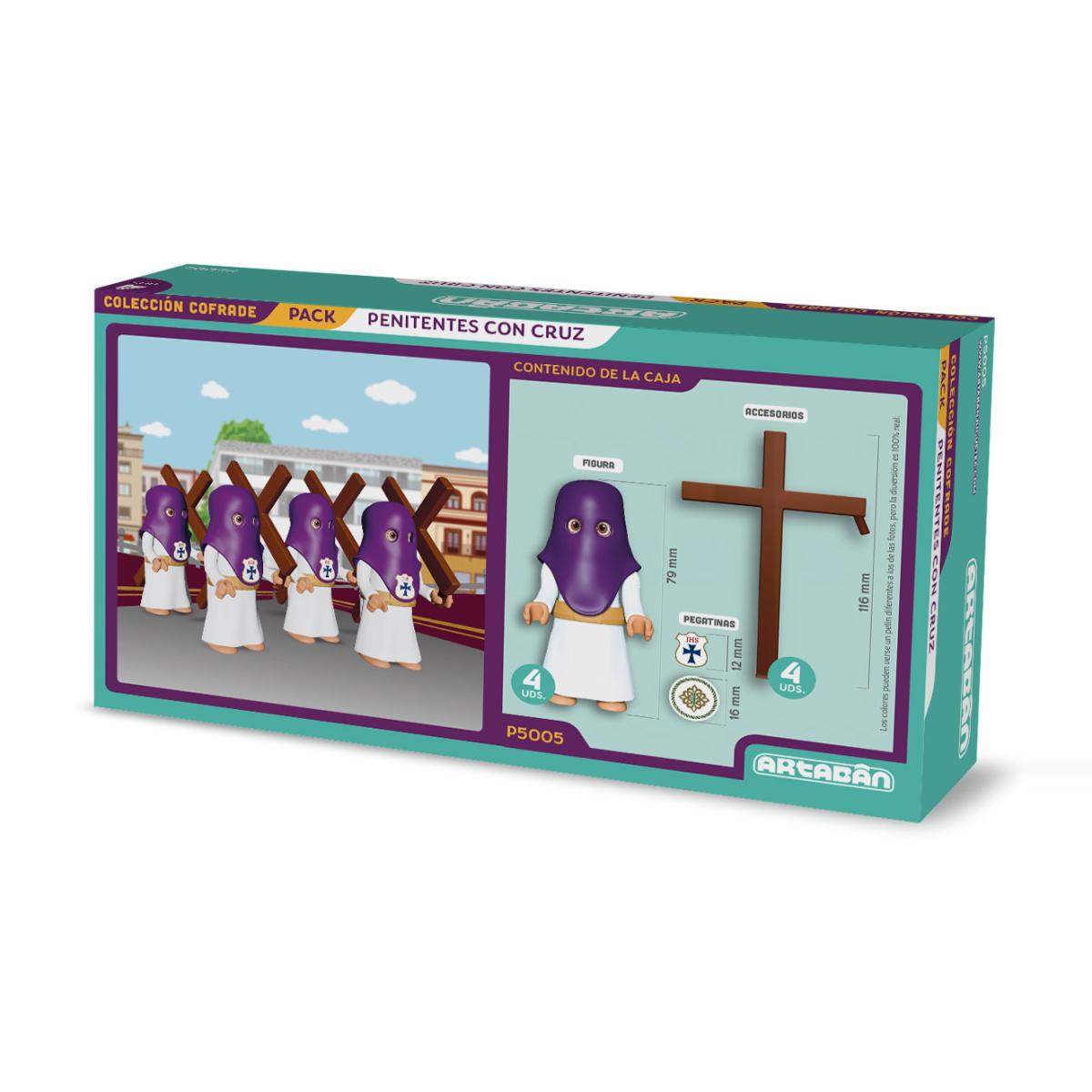 Pack 4 figuras Penitentes con Cruz Hermandad de cola morada Artabán 2