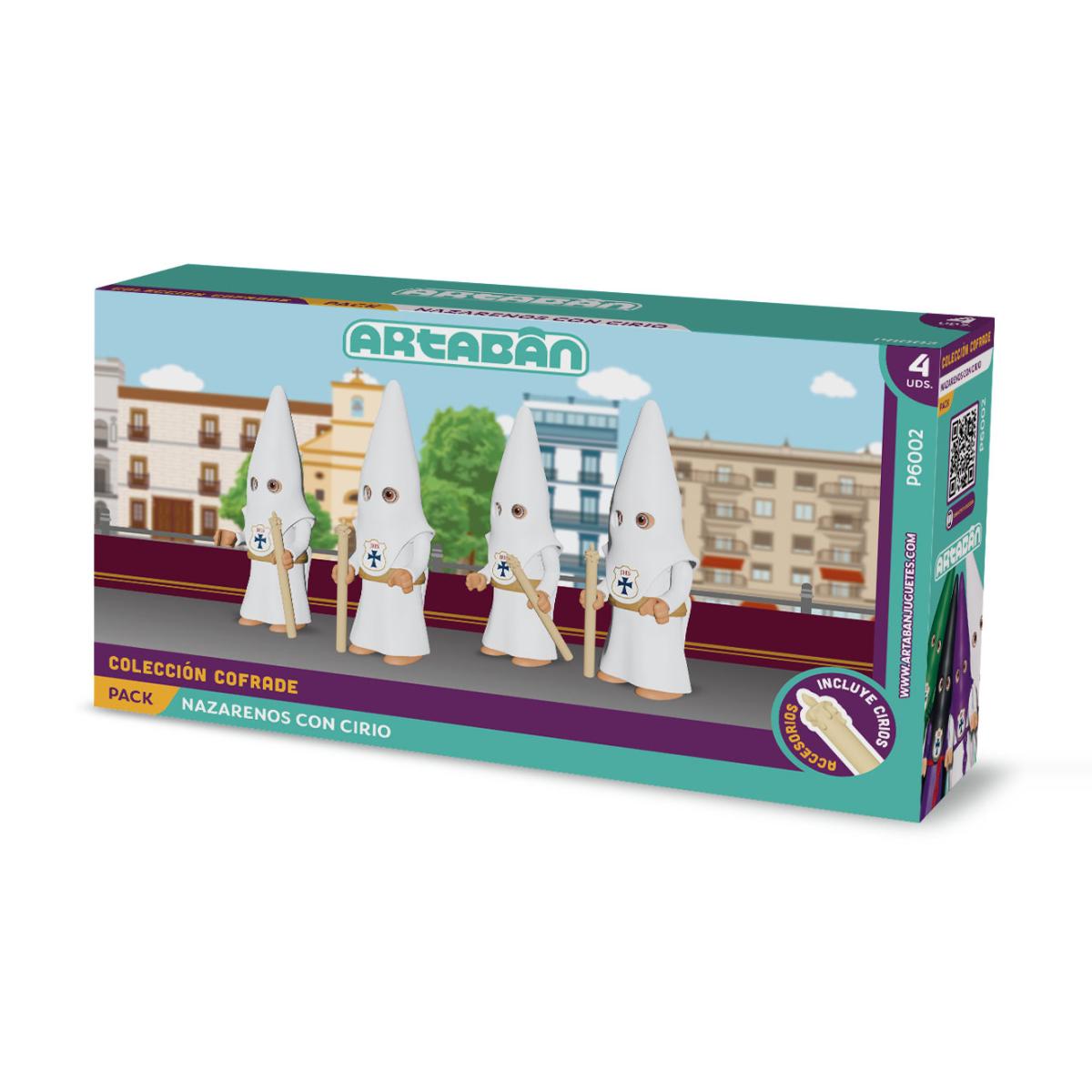 Imagen 0 de Pack 4 figuras Nazarenos con Cirio Hermandad de cola blanca Artabán