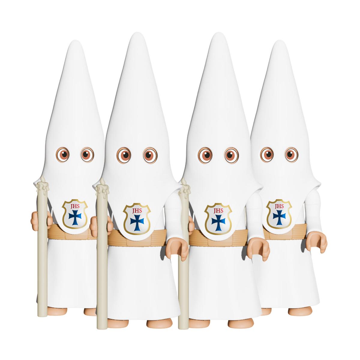 Imagen 3 de Pack 4 figuras Nazarenos con Cirio Hermandad de cola blanca Artabán