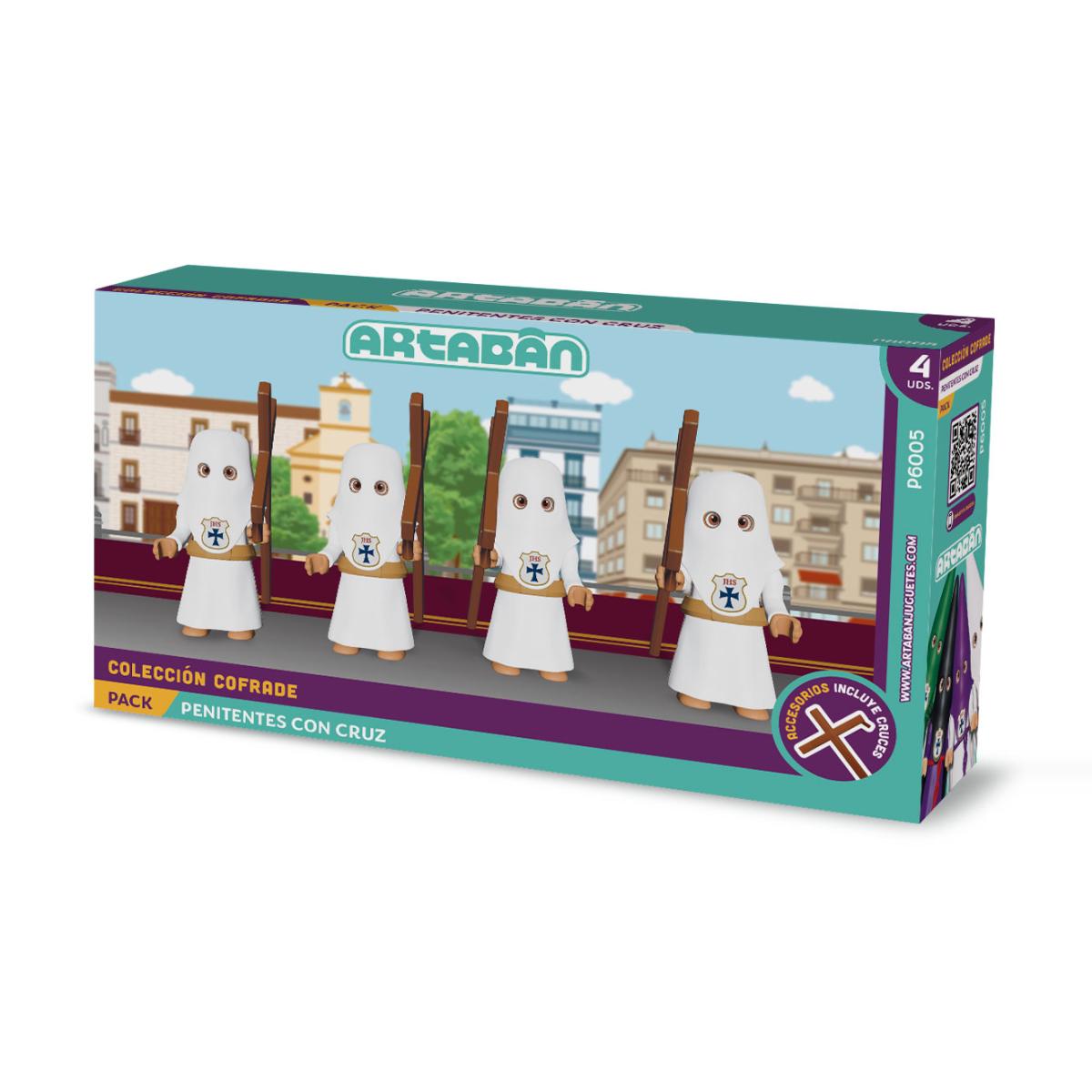 ARTABÁN - Pack 4 figuras Penitentes con Cruz Hermandad de cola blanca Artabán