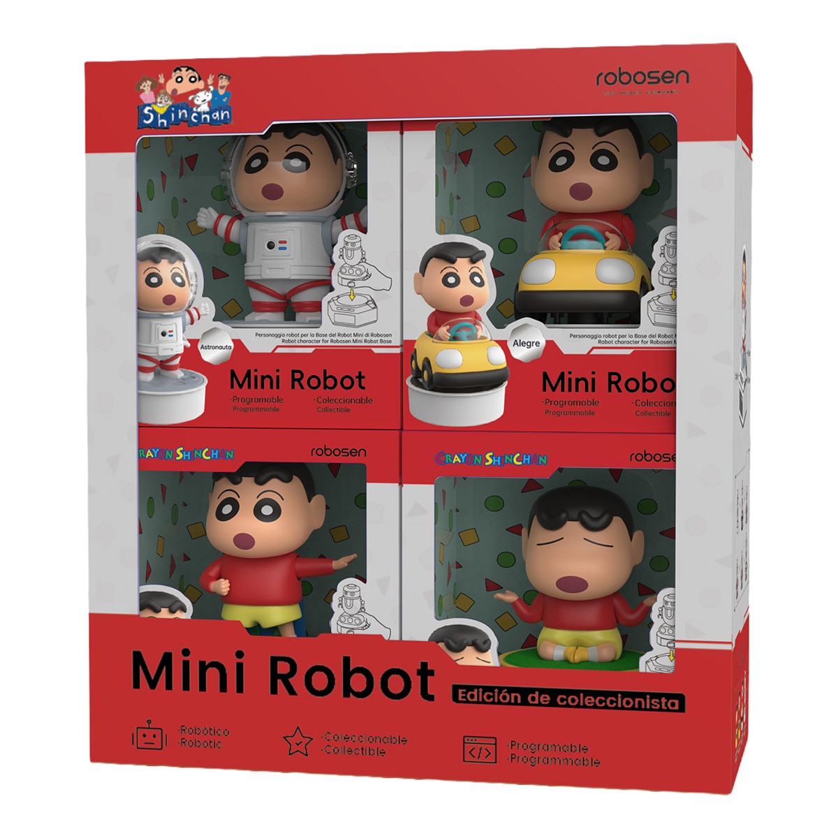 Imagen 1 de Pack 4 Mini Robots Shinchan Edición de Coleccionista Versión Española Robosen modelos surtidos