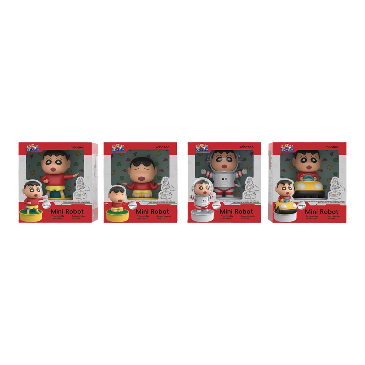 Imagen 2 de Pack 4 Mini Robots Shinchan Edición de Coleccionista Versión Española Robosen modelos surtidos