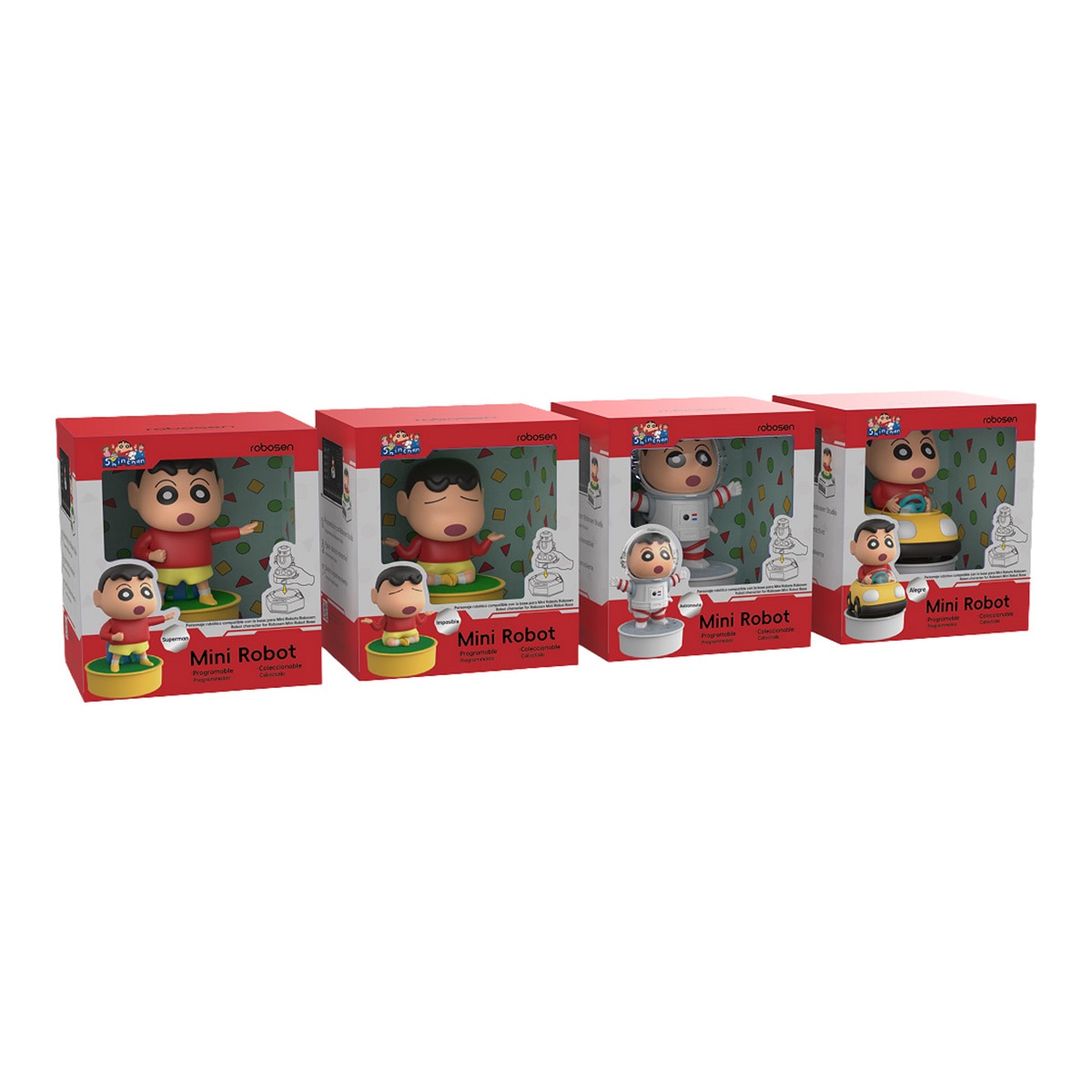 Imagen 6 de Pack 4 Mini Robots Shinchan Edición de Coleccionista Versión Española Robosen modelos surtidos