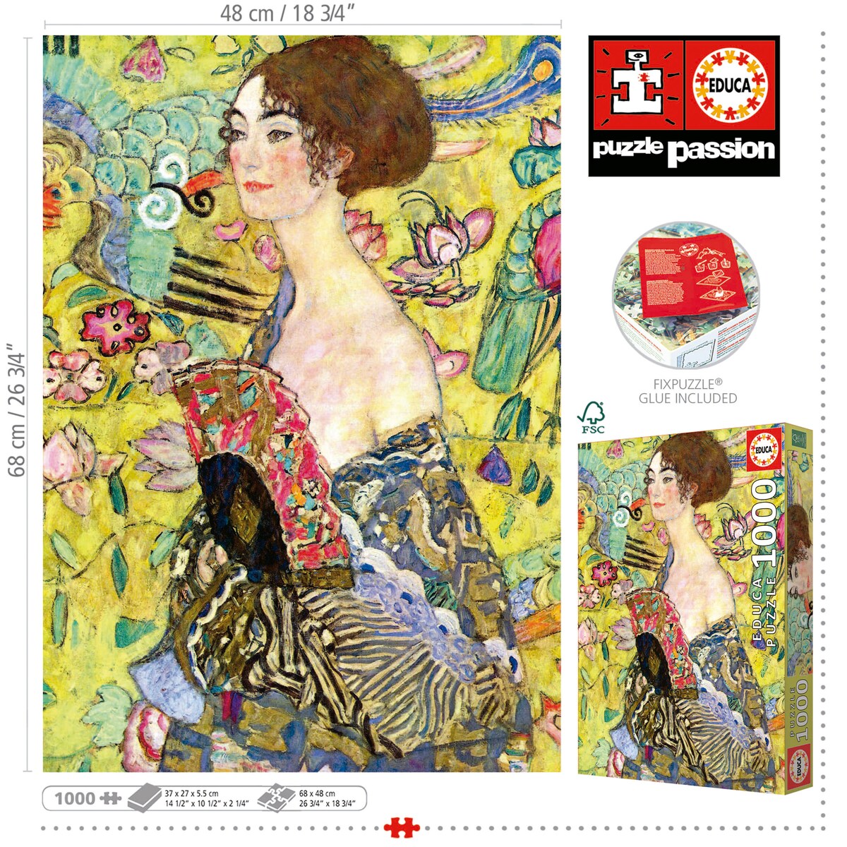 Puzzle 1000 Piezas Gustav Klimt Lady With A Fan Educa 3