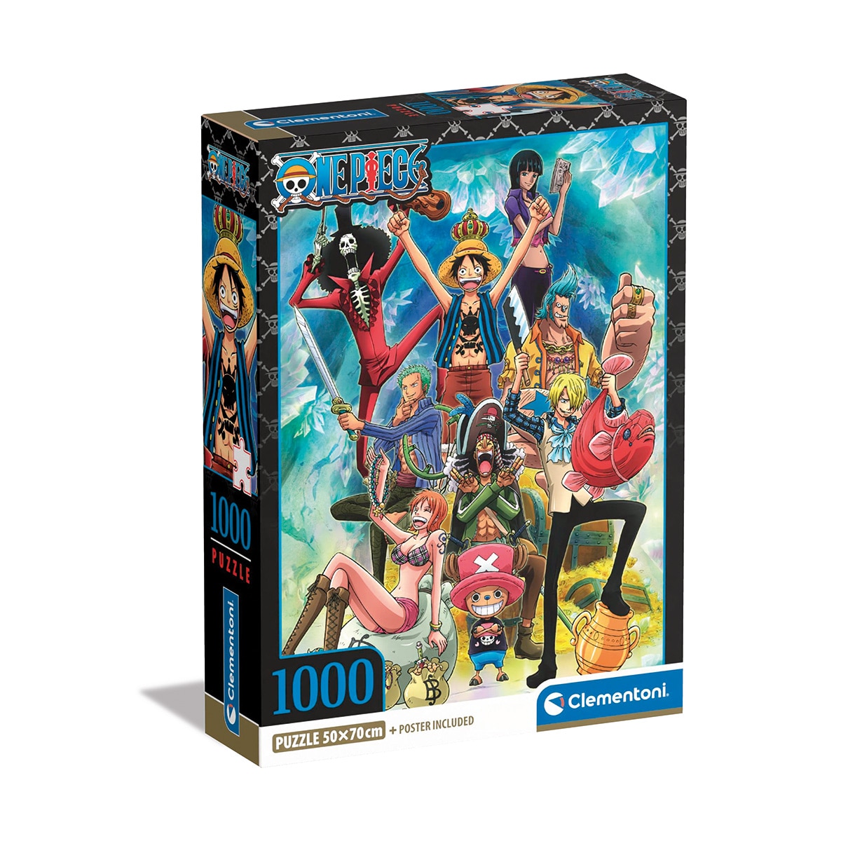 Clementoni Puzzle Adulto 1000 Piezas One Piece – Desde 14 Años, Imágenes Representativas Del Anime, Caja Cubo Innovadora Y Materiales Reciclables (39726)