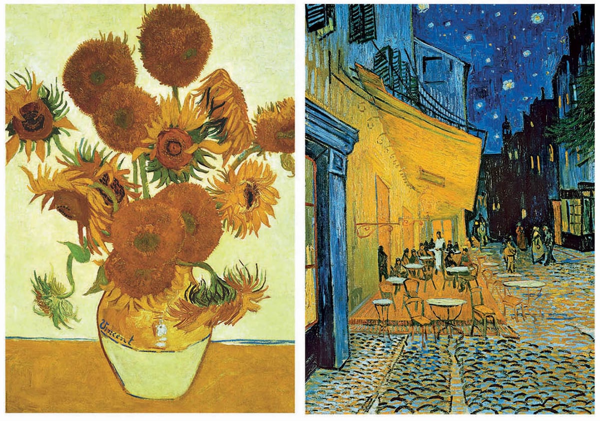 Puzzle 2X1000 Piezas Vincent Van Gogh Sunflowers And Coffee Terrace At Night Educa 2