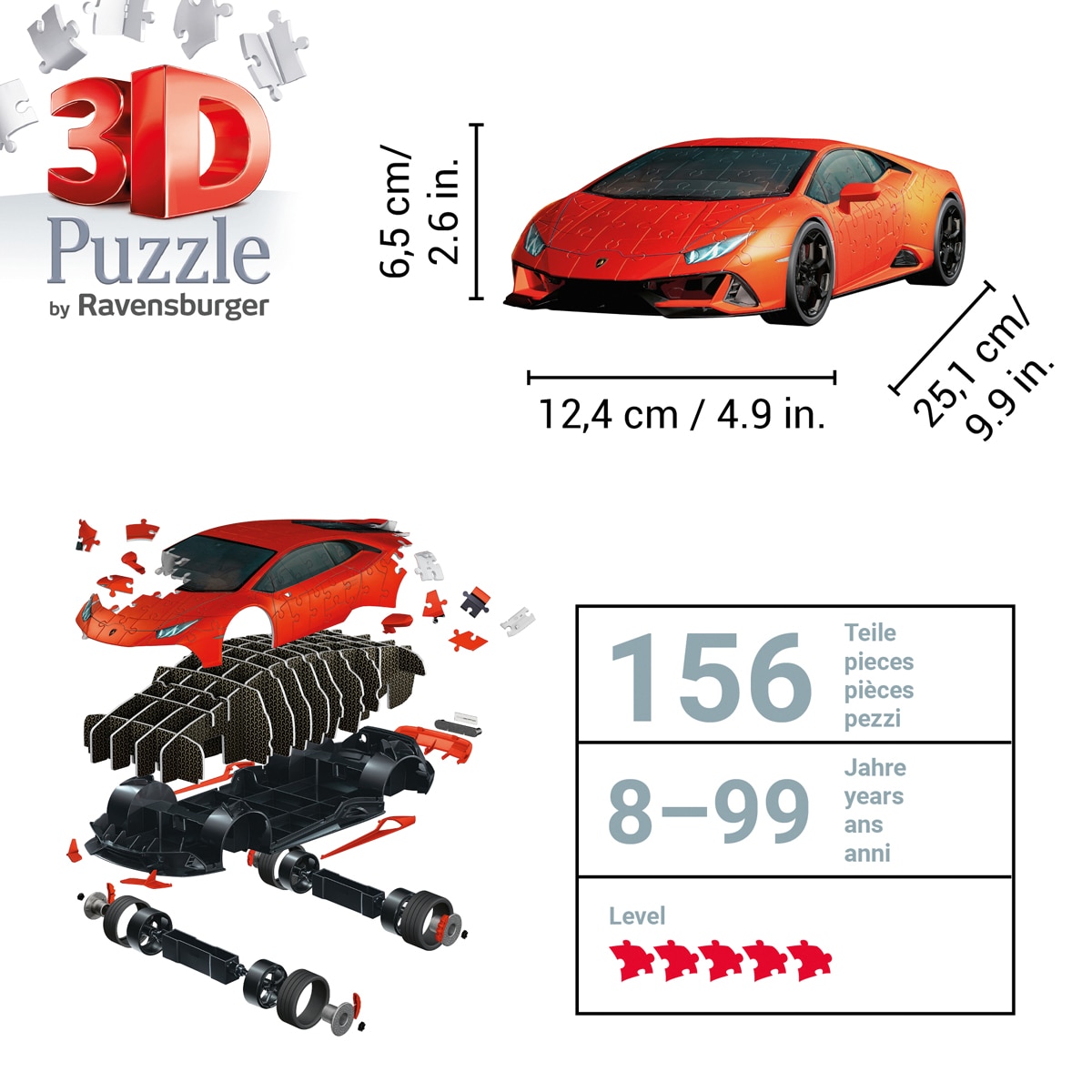 Puzzle 3D Lamborghini Laranja 3