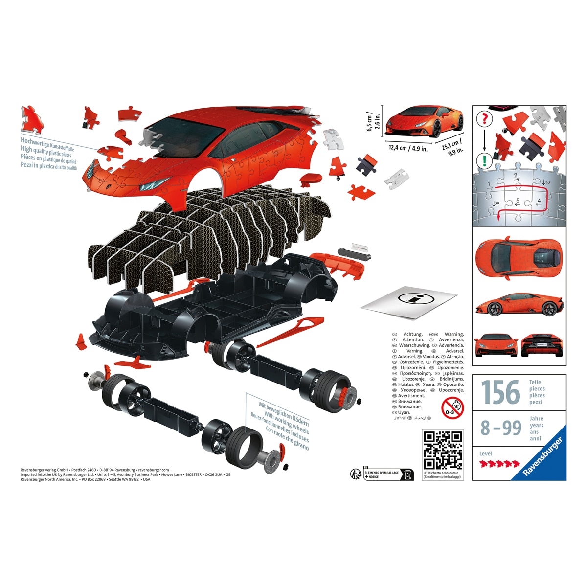 Puzzle 3D Lamborghini Laranja 4