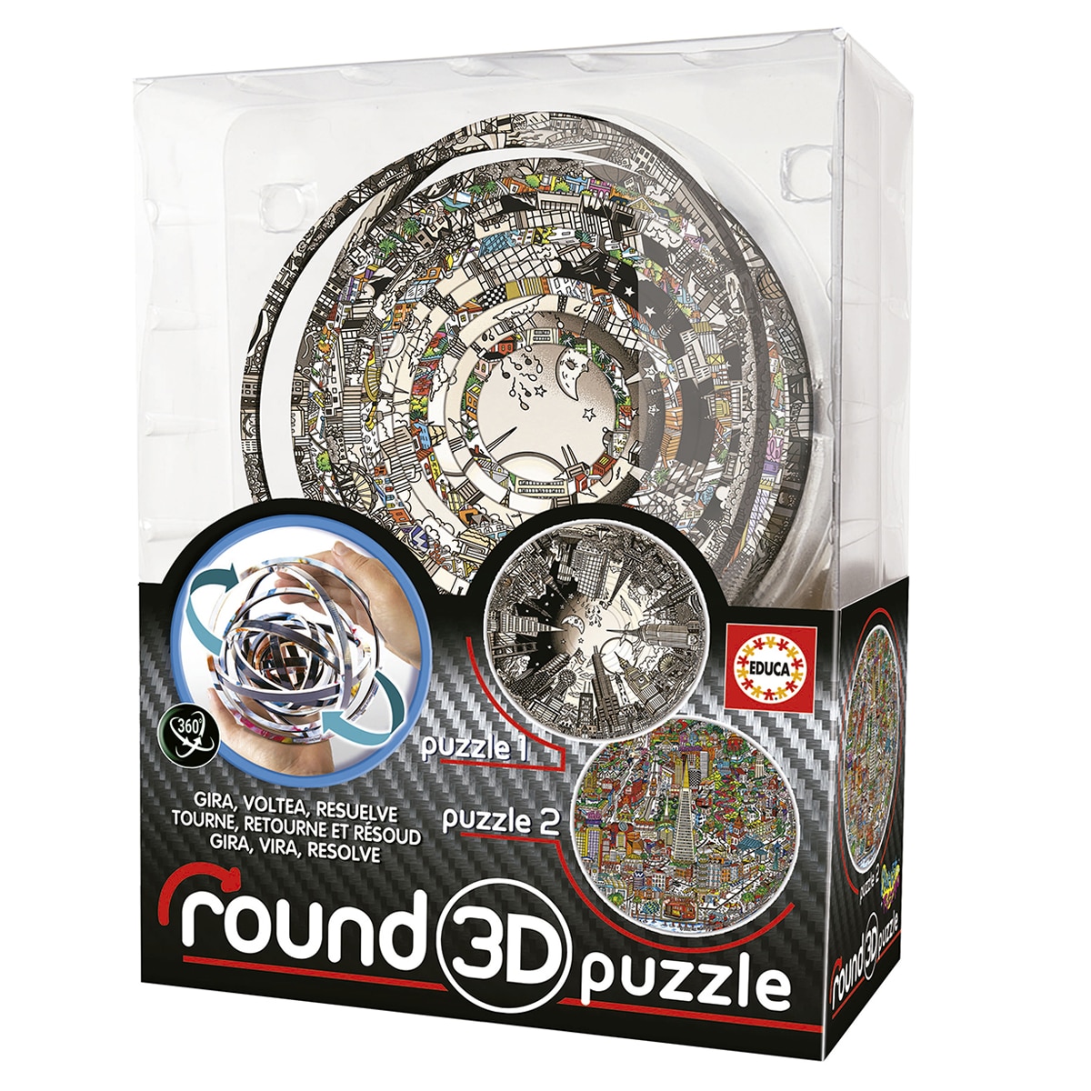 Educa Borrás - Juego de mesa Round 3D Puzzle Charles Fazzino Educa Borras.