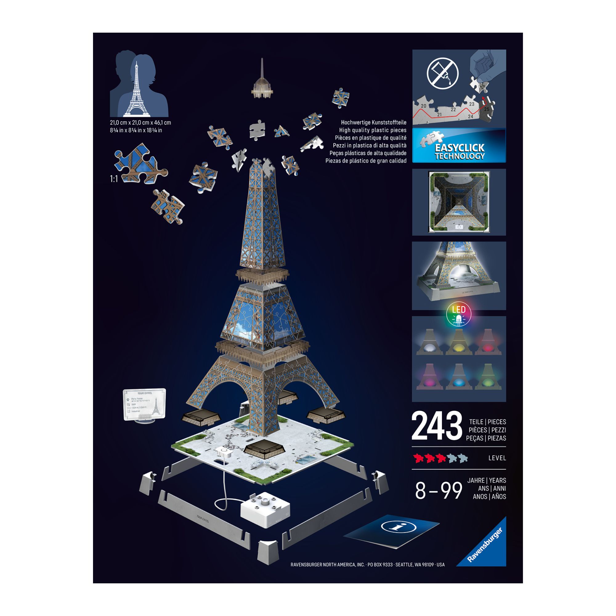 Puzzle 3D Iconics Torre Eiffel de 243 Peças 9