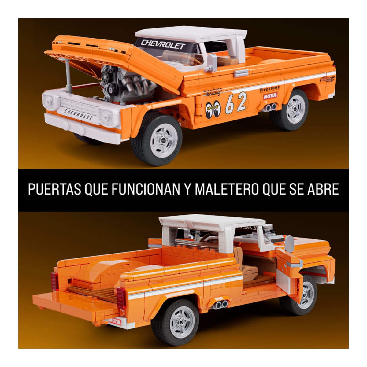 Mattel Brick Shop Hot Wheels Carrinha Custom 62 Chevy com 858 peças 6