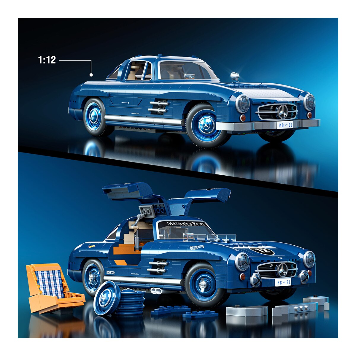 Coche de bloques de construcción Mercedes-Benz 300 SL Hot Wheels