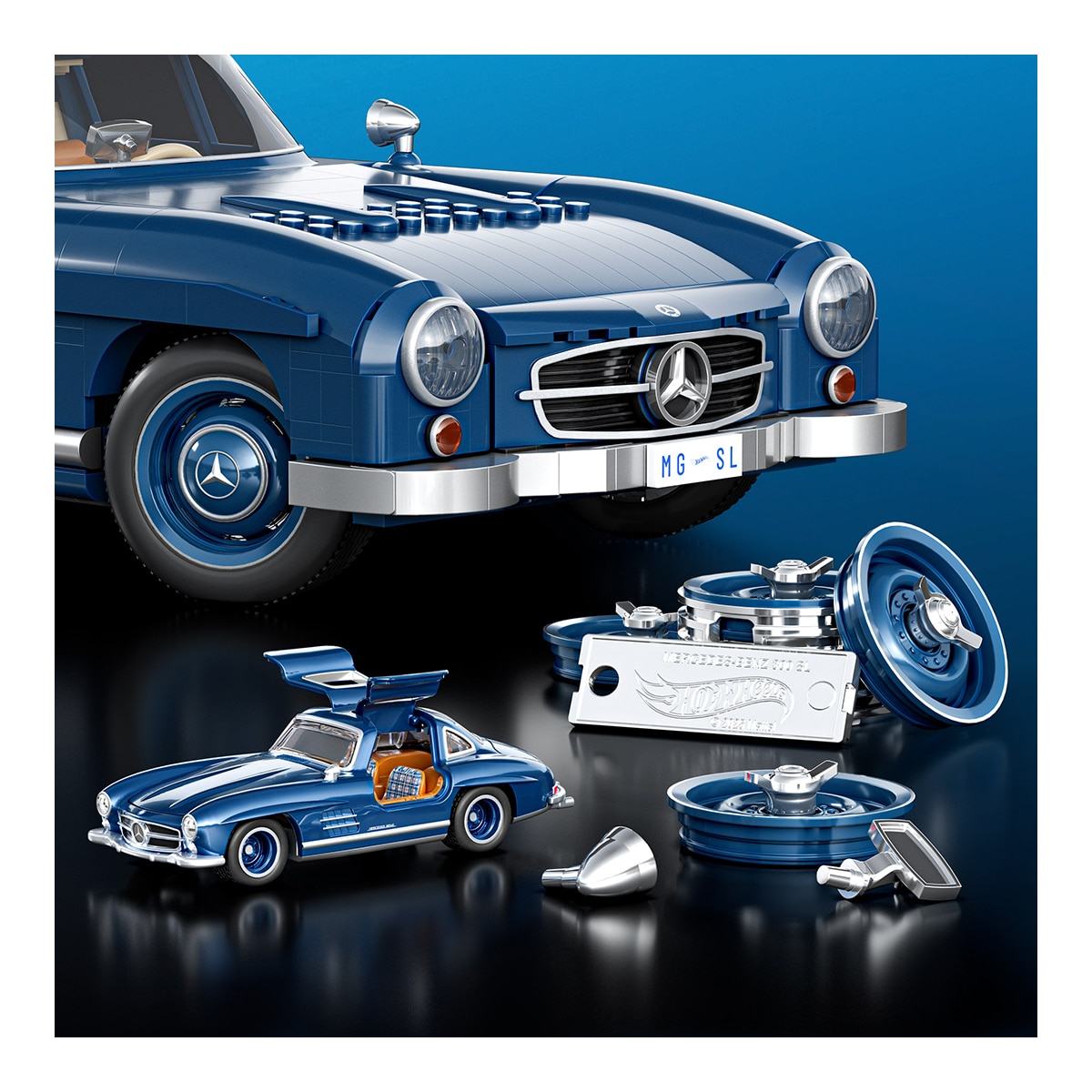 Coche de bloques de construcción Mercedes-Benz 300 SL Hot Wheels