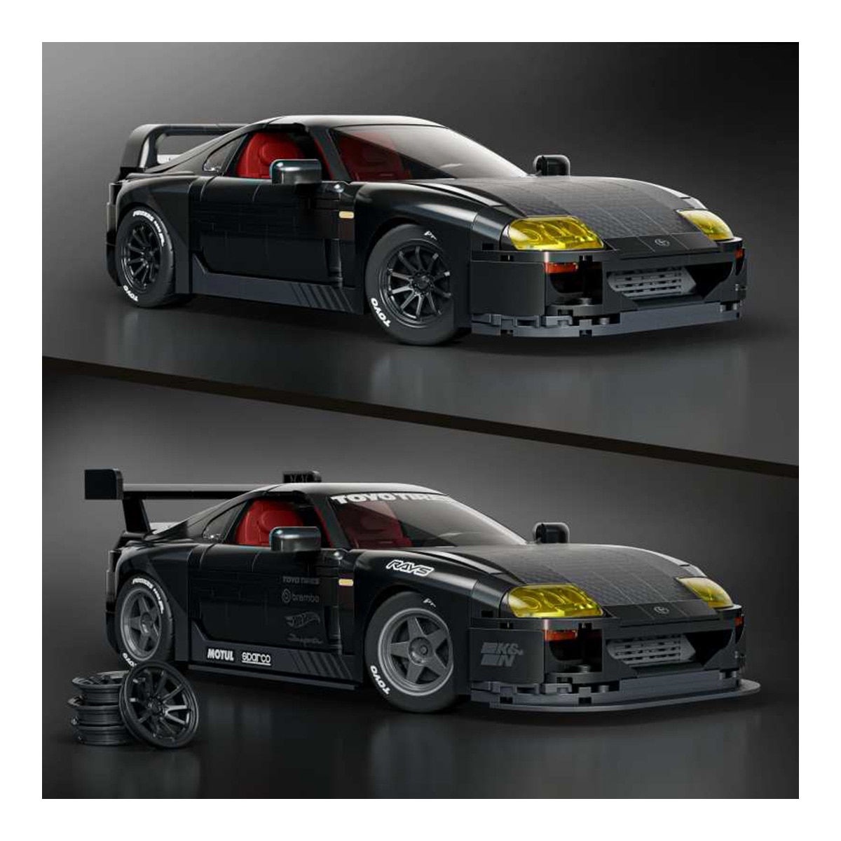 Hot Wheels Elite Series '94 Toyota Supra MKIV 824 piezas detalles realistas y pegatinas personalizables +10 años Mattel Brick Shop 3