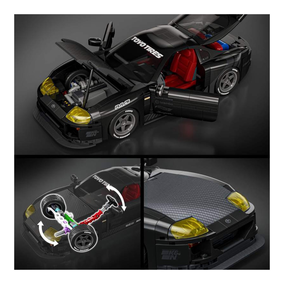 Hot Wheels Elite Series '94 Toyota Supra MKIV 824 piezas detalles realistas y pegatinas personalizables +10 años Mattel Brick Shop 6