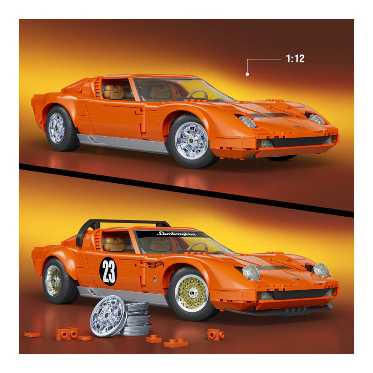 Hot Wheels Premium Series '71 Lamborghini Miura P400 SV 1523 piezas detalles realistas y piezas metálicas +10 años Mattel Brick Shop 3