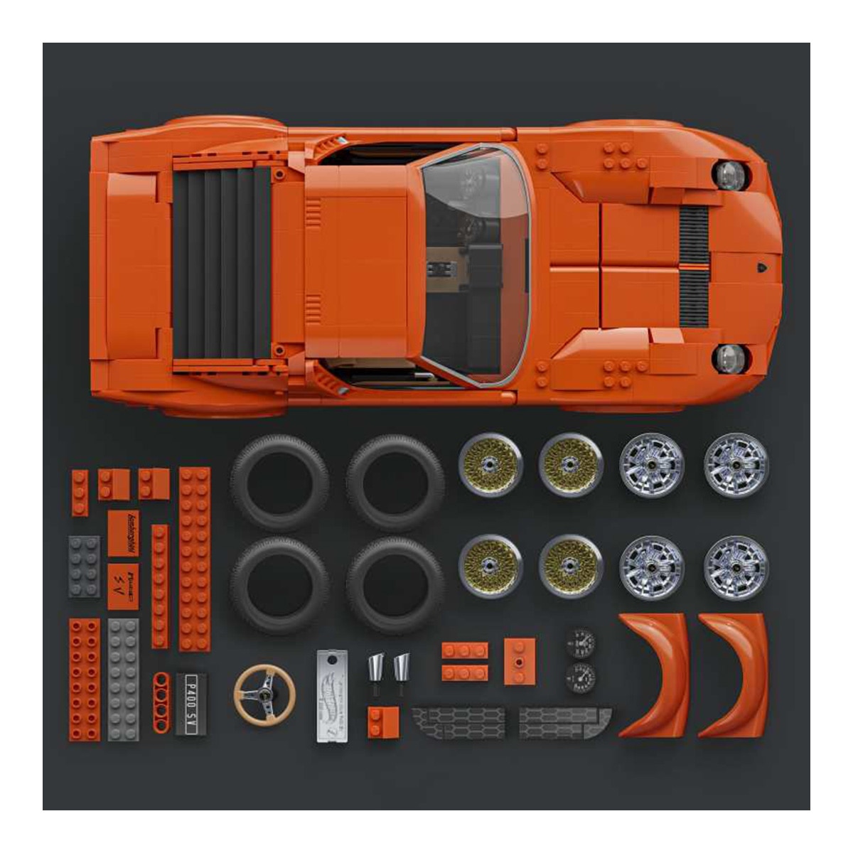Hot Wheels Premium Series '71 Lamborghini Miura P400 SV 1523 piezas detalles realistas y piezas metálicas +10 años Mattel Brick Shop 4