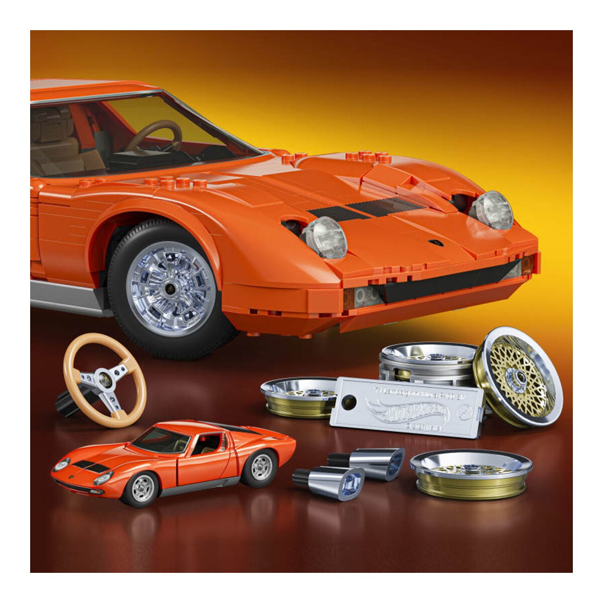 Hot Wheels Premium Series '71 Lamborghini Miura P400 SV 1523 piezas detalles realistas y piezas metálicas +10 años Mattel Brick Shop 5