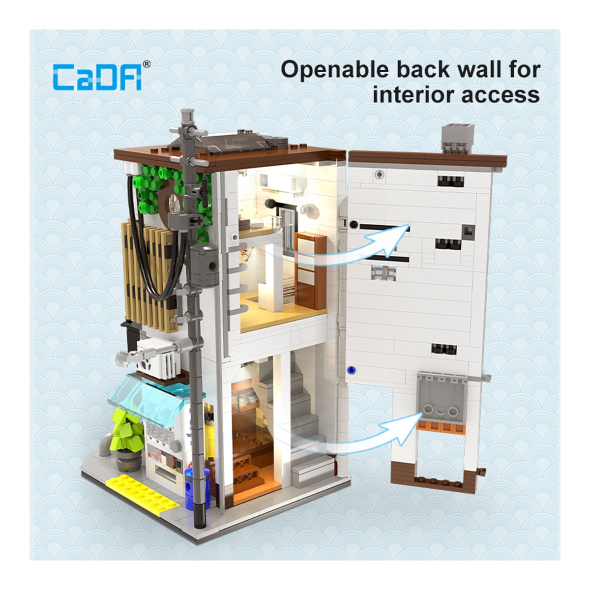 Juego de construcción Bricks Casa Japonesa Baos 1108 piezas con luces led 3