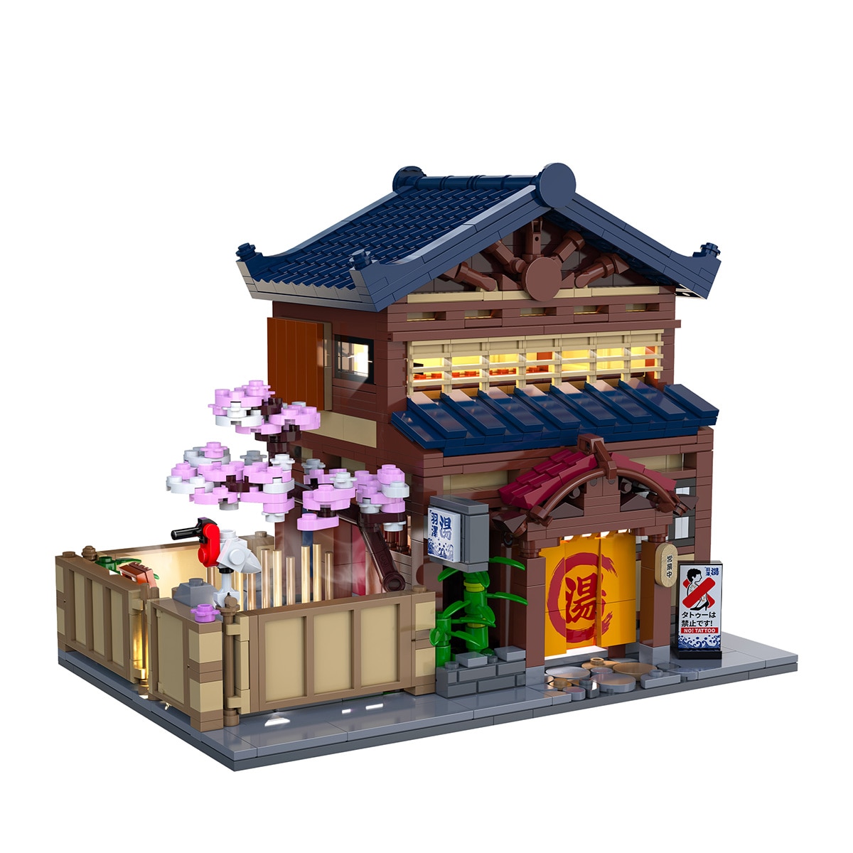 Imagen 0 de Juego de construcción Bricks Casa Baño Japonesa (Sento) 1249 piezas con luces led
