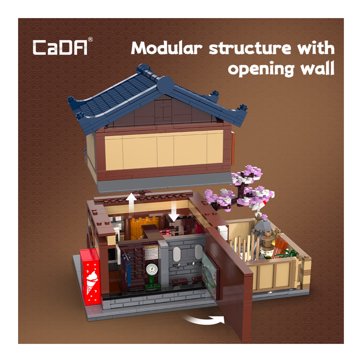 Juego de construcción Bricks Casa Baño Japonesa (Sento) 1249 piezas con luces led 4