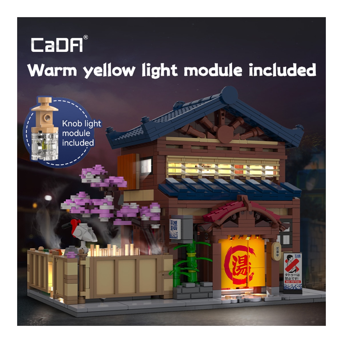 Juego de construcción Bricks Casa Baño Japonesa (Sento) 1249 piezas con luces led 5