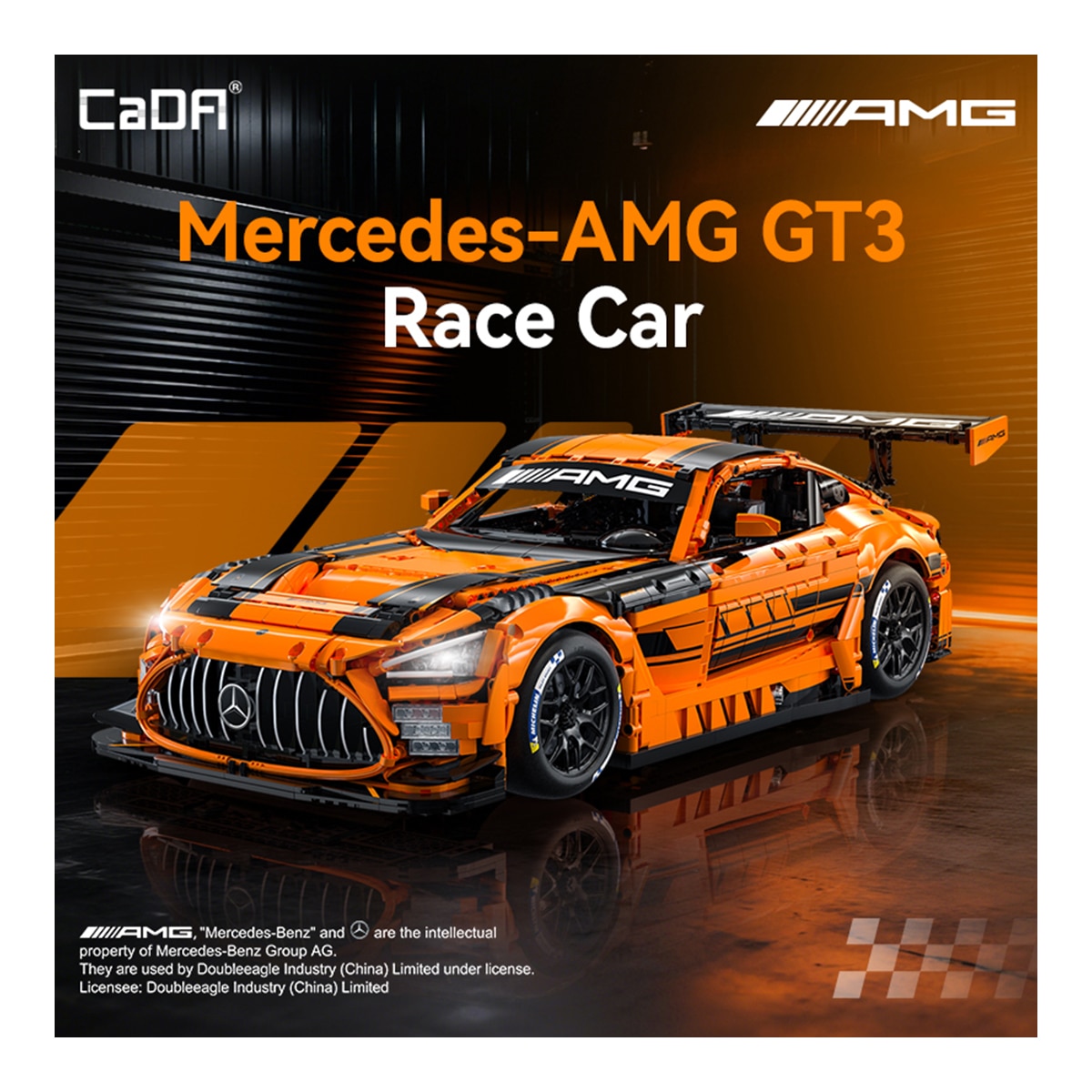 Juego de construcción Bricks Mercedes Amg Gt3 1:8 con 5466 piezas, elevador de neumáticos y luces led 3
