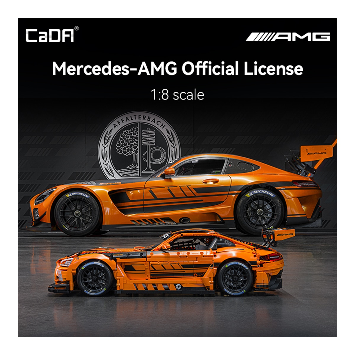 Juego de construcción Bricks Mercedes Amg Gt3 1:8 con 5466 piezas, elevador de neumáticos y luces led 4