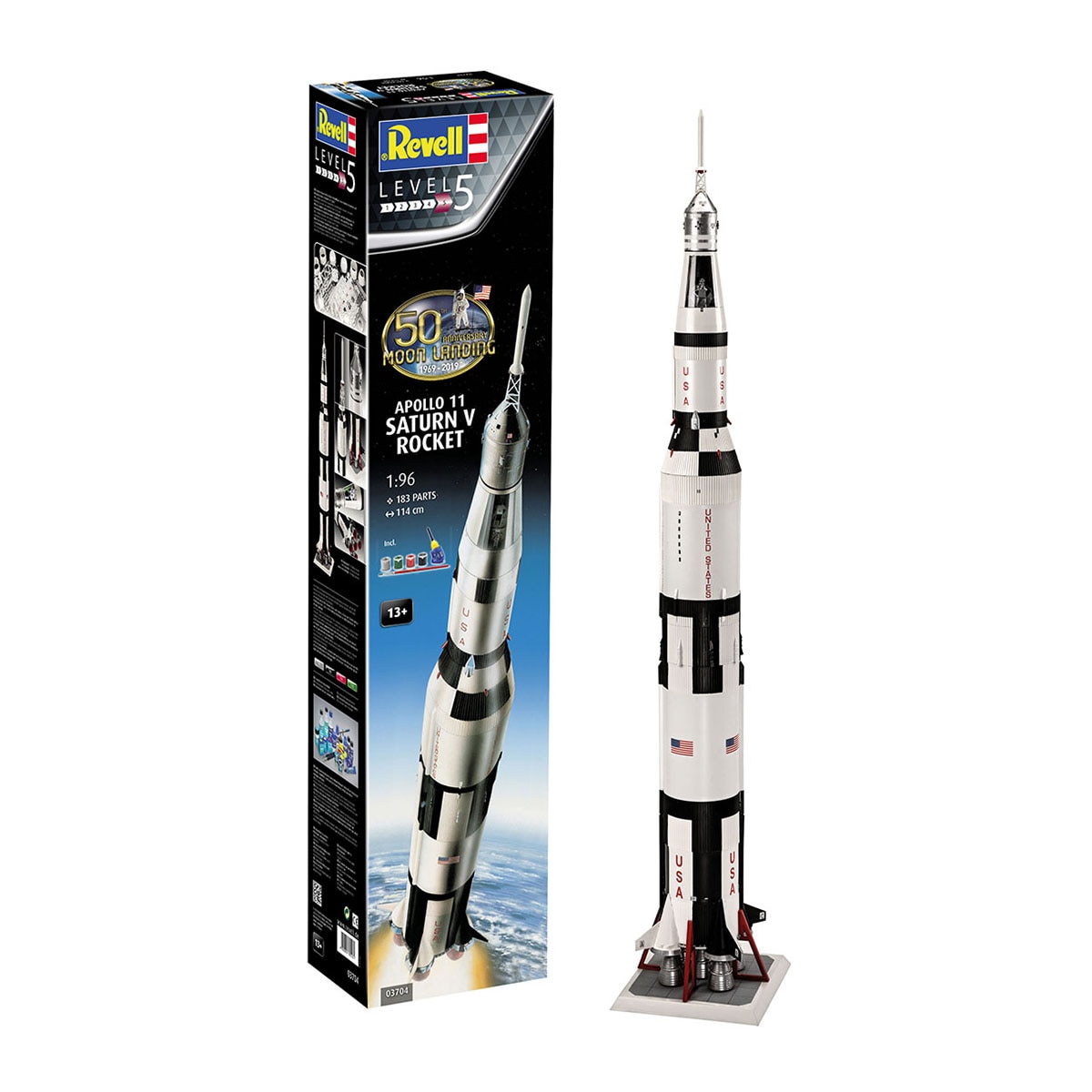 Revell – Maqueta Cohete Saturno V del Apolo 11 con accesorios básicos Revell.