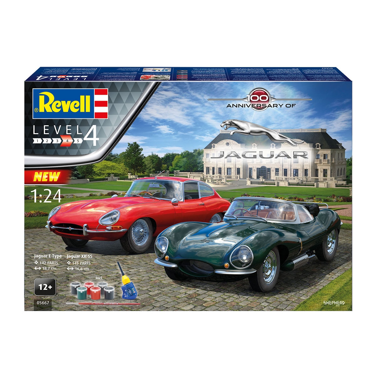 Revell – Maqueta Jaguar 100th Anniversary con accesorios básicos Revell.