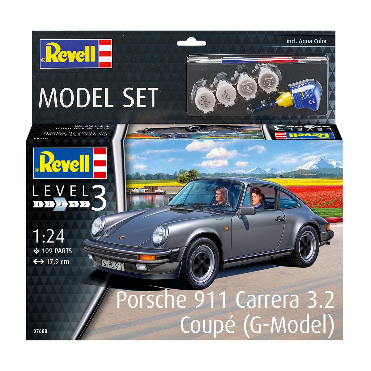 Revell – Maqueta Set Porsche 911 Carrera 3.2 Coupé G-Model con accesorios básicos Revell.