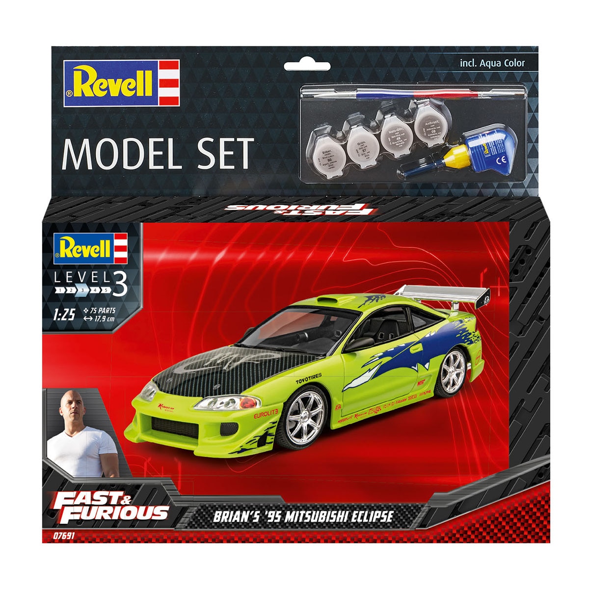 Revell – Maqueta Mitsubishi Eclipse 1995 Fast & Furious Brian con accesorios básicos Revell.