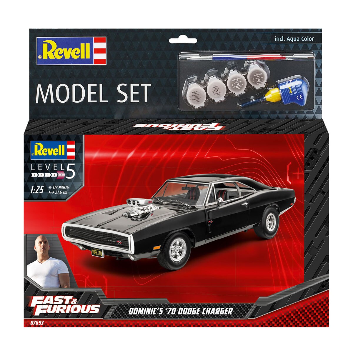 Revell – Maqueta Fast & Furious Dominic’s 1970 Dodge Charger con accesorios básicos Revell.