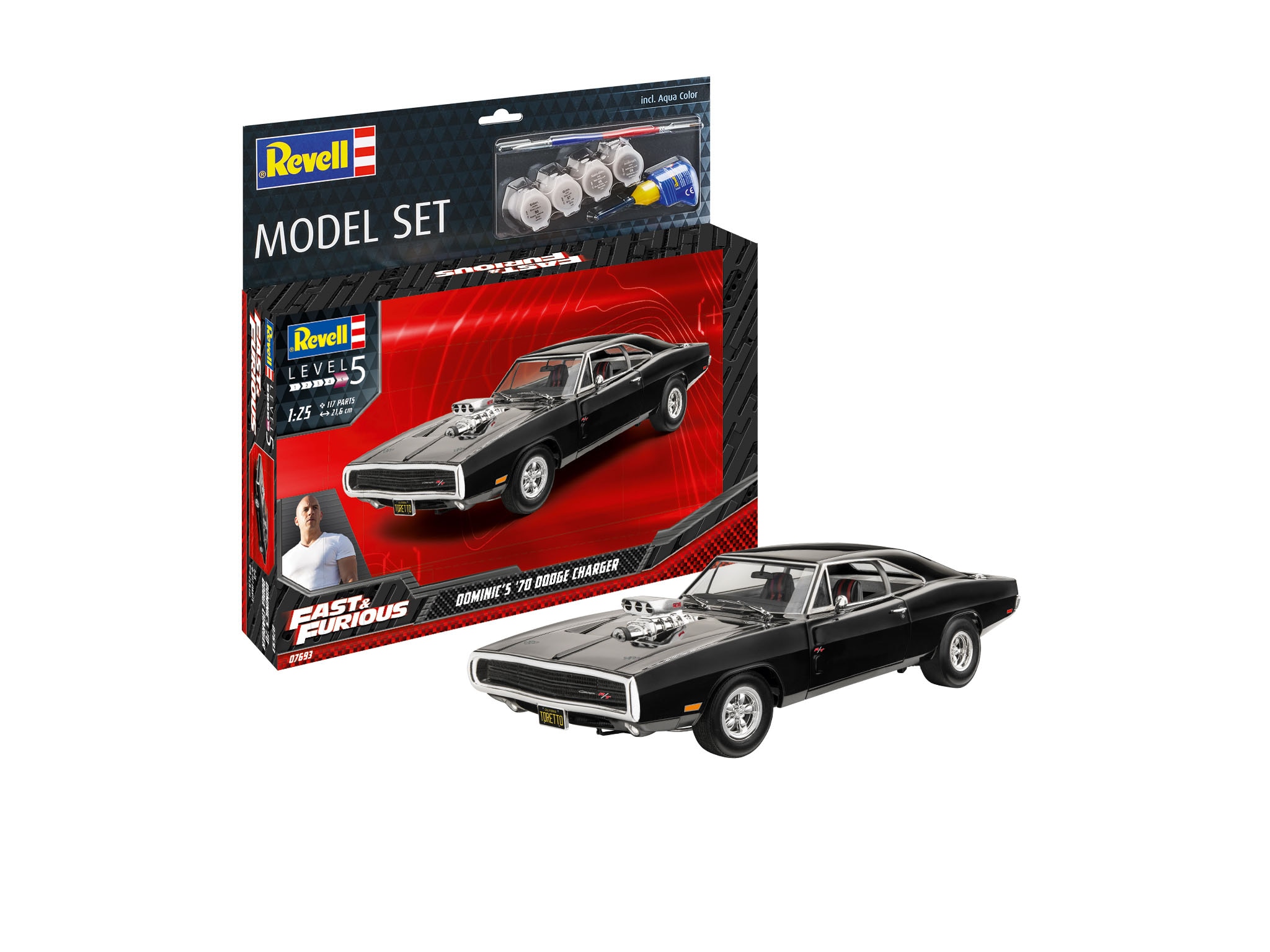 Maqueta Fast & Furious Dominic's 1970 Dodge Charger con accesorios
