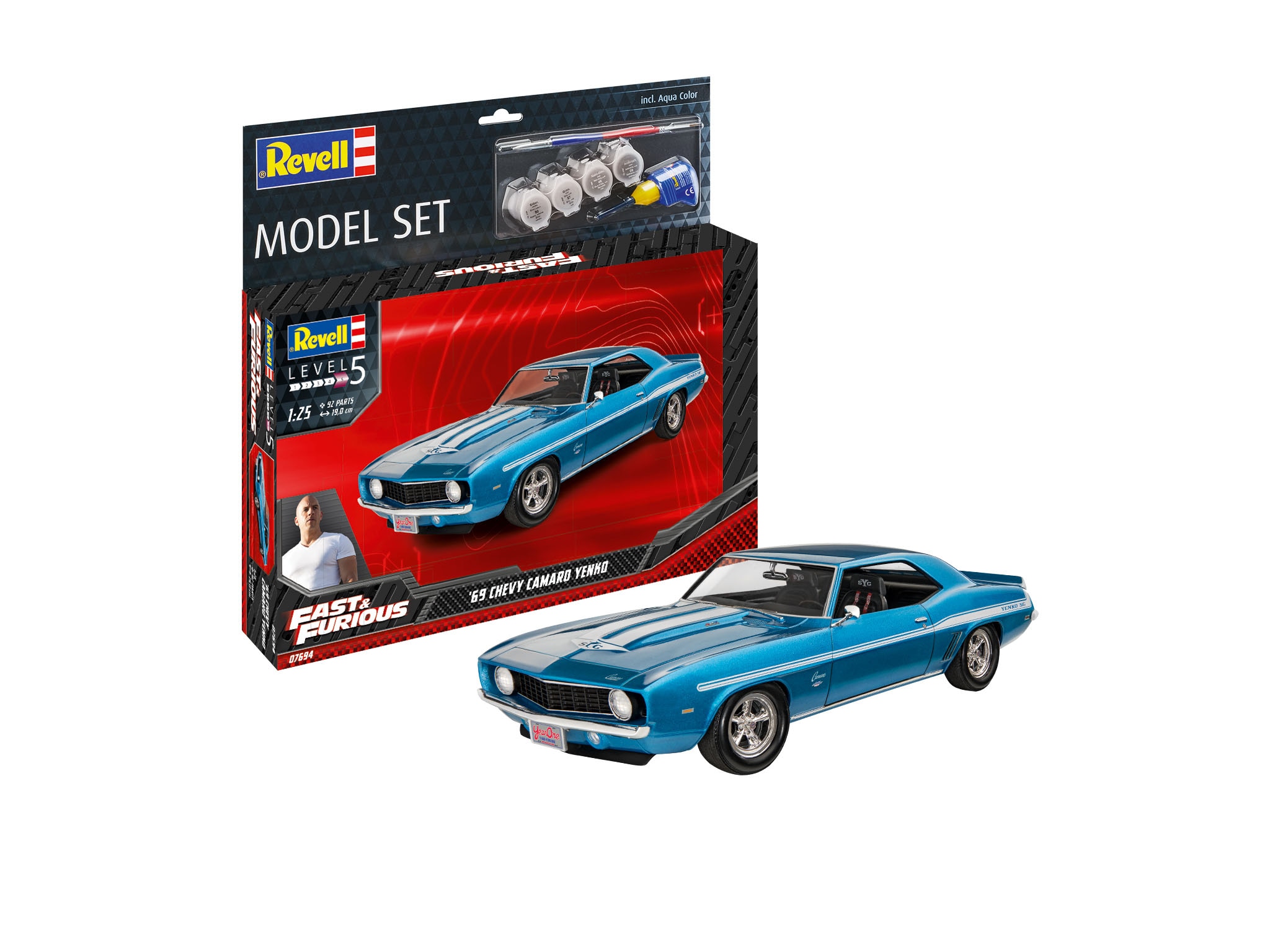 Maqueta Set Fast & Furious Chevy Camaro Yenko 1969 con accesorios