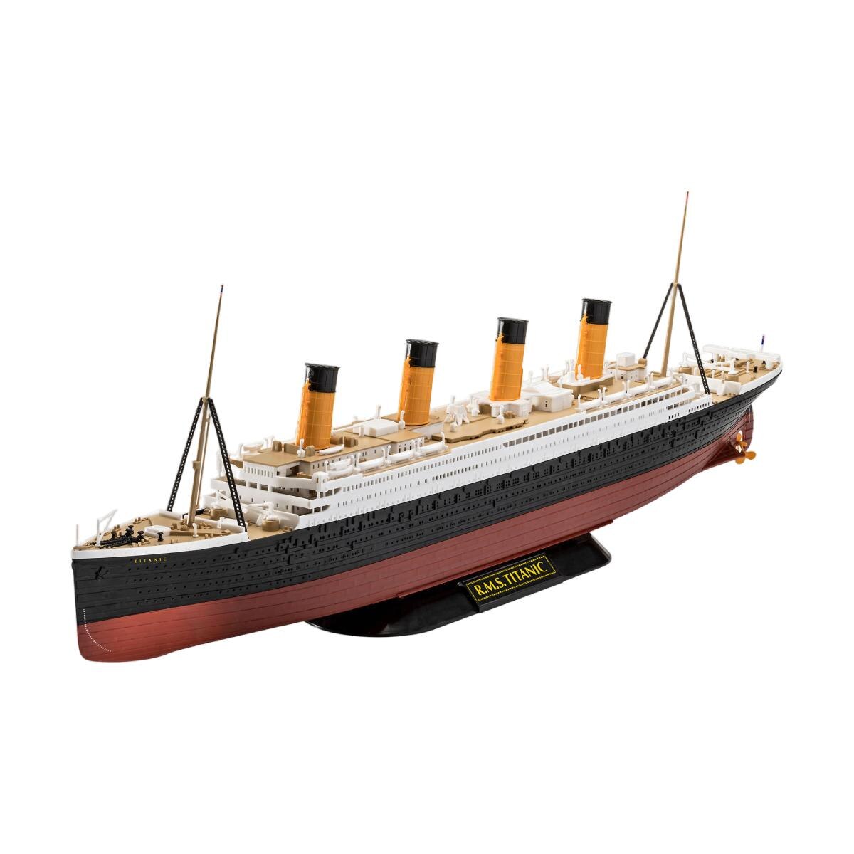 Imagen 2 de Maqueta de montaje a presión Sistema Click System prepintada escala 1:600 con 156 piezas,adhesivos y peana R.M.S.Titanic Revell