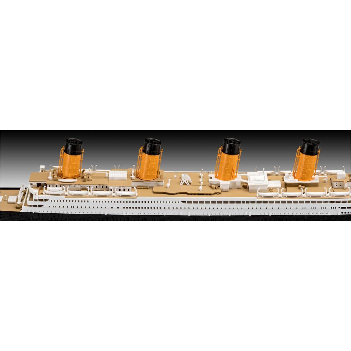 Imagen 5 de Maqueta de montaje a presión Sistema Click System prepintada escala 1:600 con 156 piezas,adhesivos y peana R.M.S.Titanic Revell