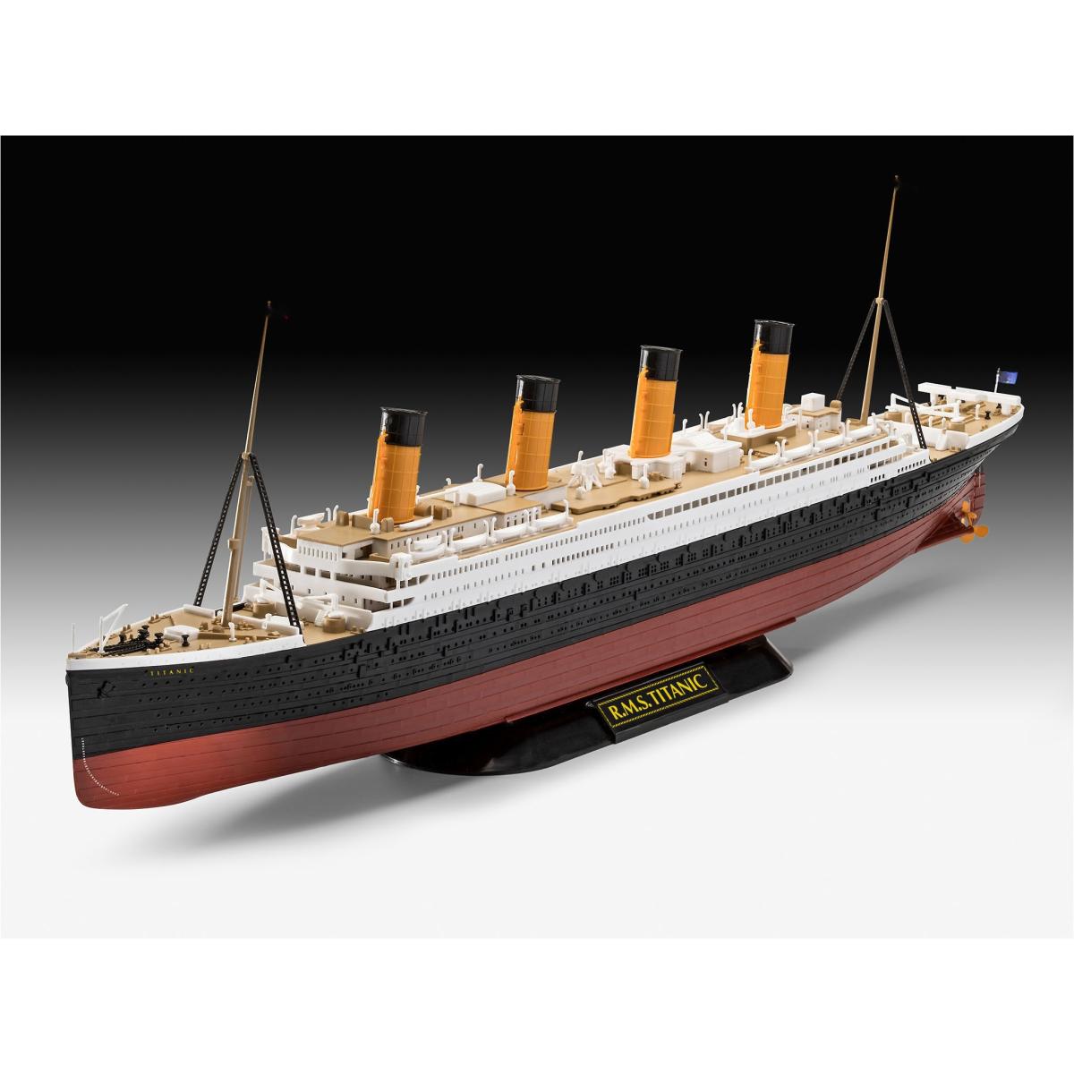 Imagen 9 de Maqueta de montaje a presión Sistema Click System prepintada escala 1:600 con 156 piezas,adhesivos y peana R.M.S.Titanic Revell