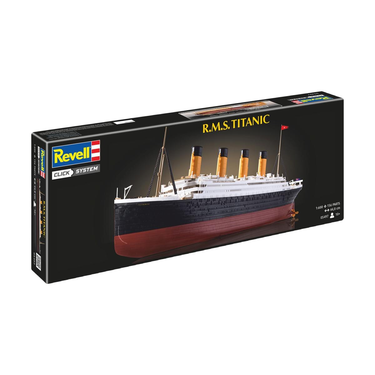 Imagen 10 de Maqueta de montaje a presión Sistema Click System prepintada escala 1:600 con 156 piezas,adhesivos y peana R.M.S.Titanic Revell