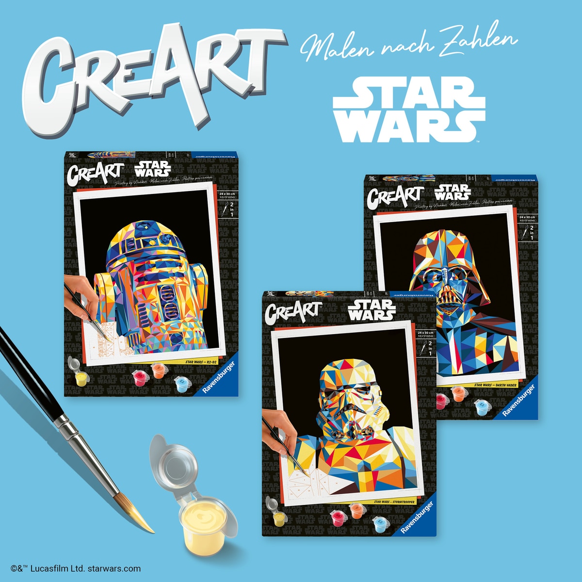 Imagen 6 de Juego Pintar Por Números Para Adultos Creart Serie Trend C Polygon Starwars Darth Vader Ravensburger